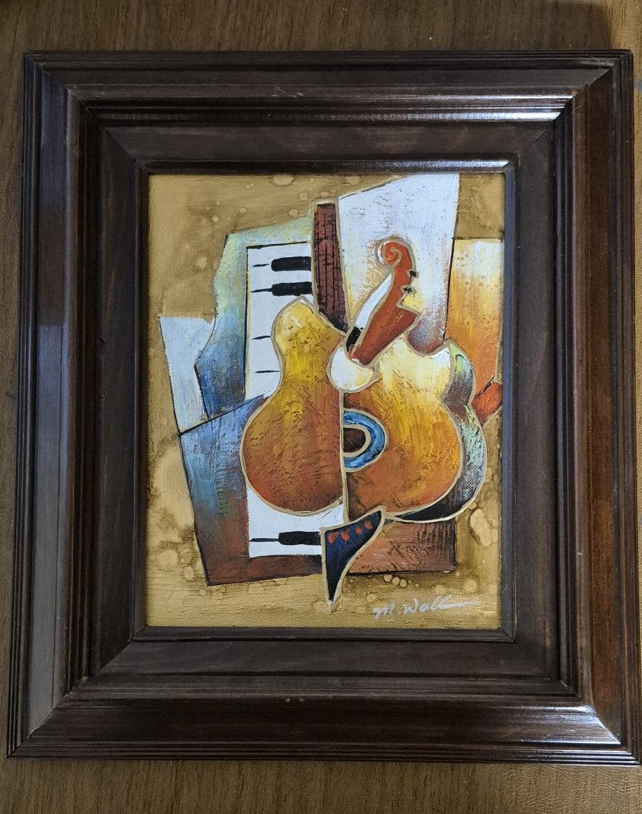 Original Oil on Canvas Abstract Musical Instrument Theme Painting, SLR