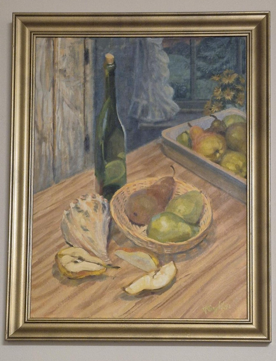 VINTAGE ORIGINAL TAYLOR OUGHTON ART STILL LIFE, OIL ON PANEL, SIGNED LOWER RIGHT