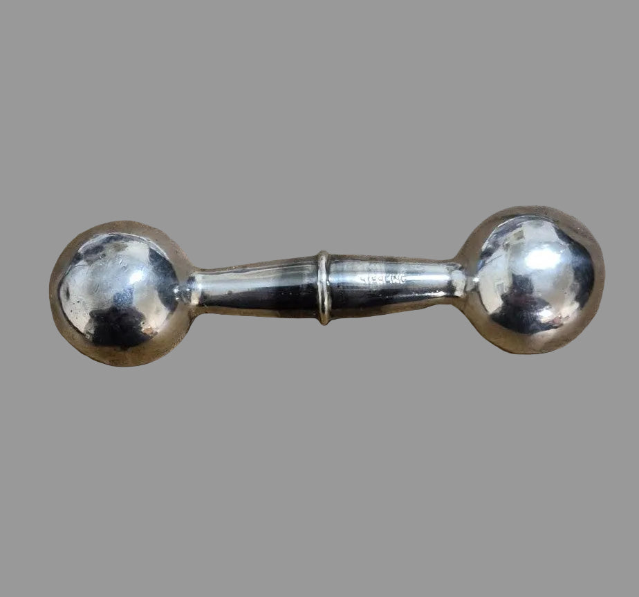 Sterling Silver Baby Rattle Dumbbell 30 Grams Solid Sterling 92.5% Silver
