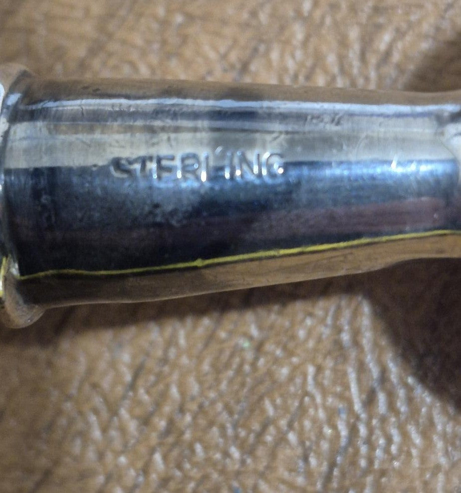 Sterling Silver Baby Rattle Dumbbell 30 Grams Solid Sterling 92.5% Silver