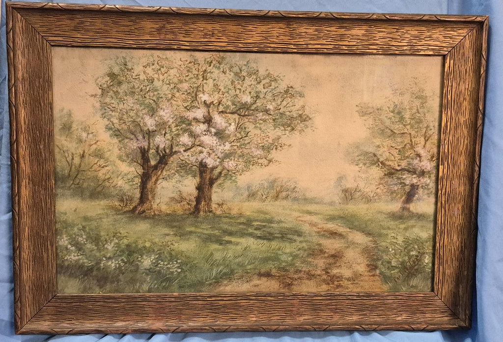 Original Carl Weber (1850-1921) Watercolor Landscape Painting Framed Antique SLR
