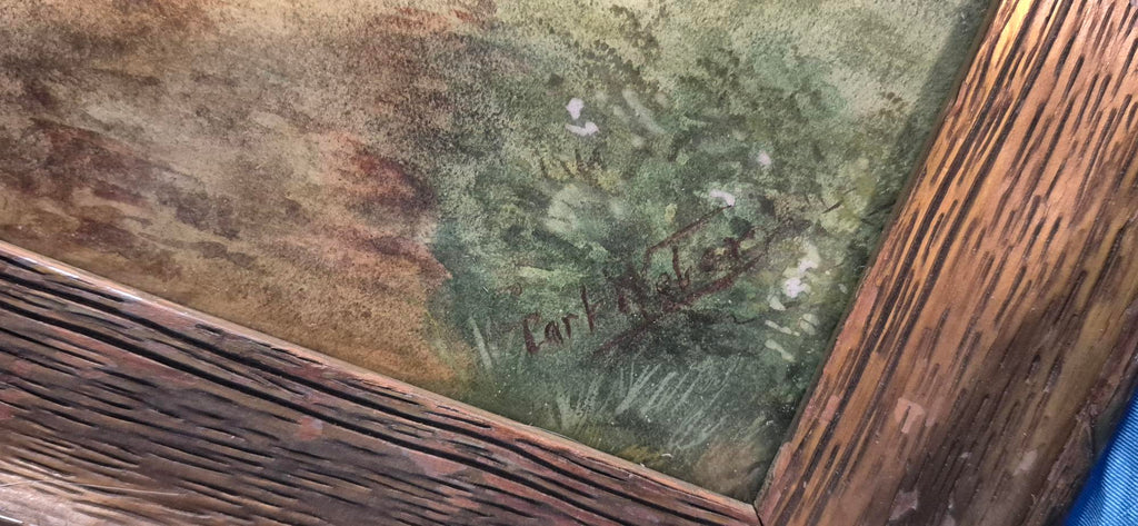 Original Carl Weber (1850-1921) Watercolor Landscape Painting Framed Antique SLR