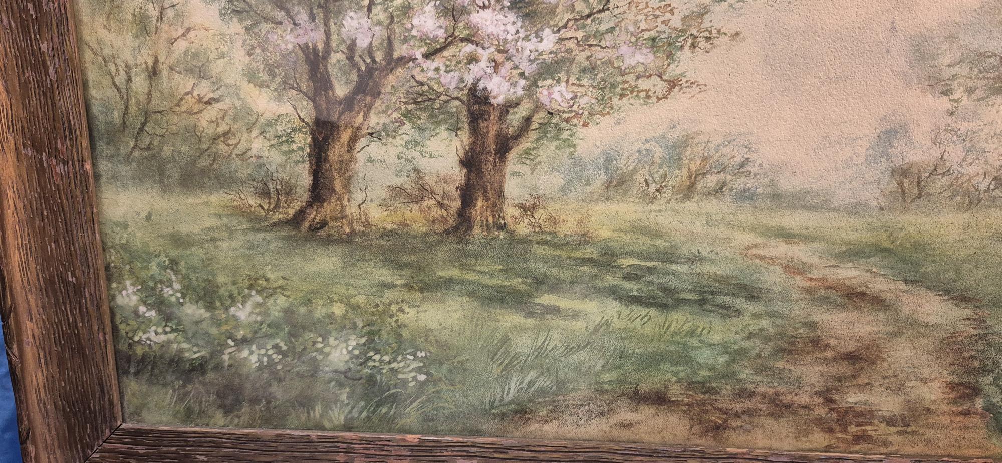 Original Carl Weber (1850-1921) Watercolor Landscape Painting Framed Antique SLR