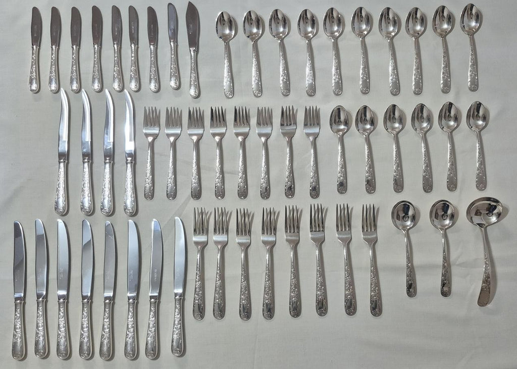 S. Kirk & Son/Stieff Sterling Silver Flatware Set 56 Pieces Old Maryland Pattern