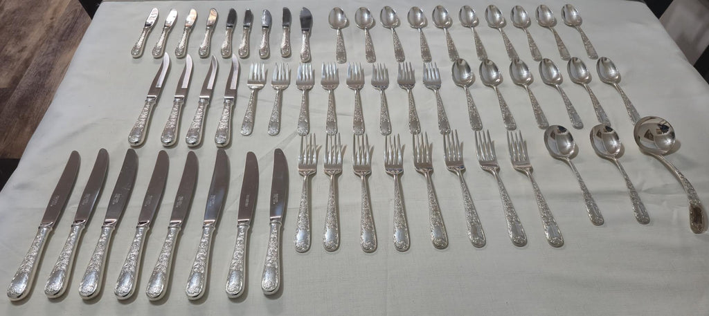 S. Kirk & Son/Stieff Sterling Silver Flatware Set 56 Pieces Old Maryland Pattern
