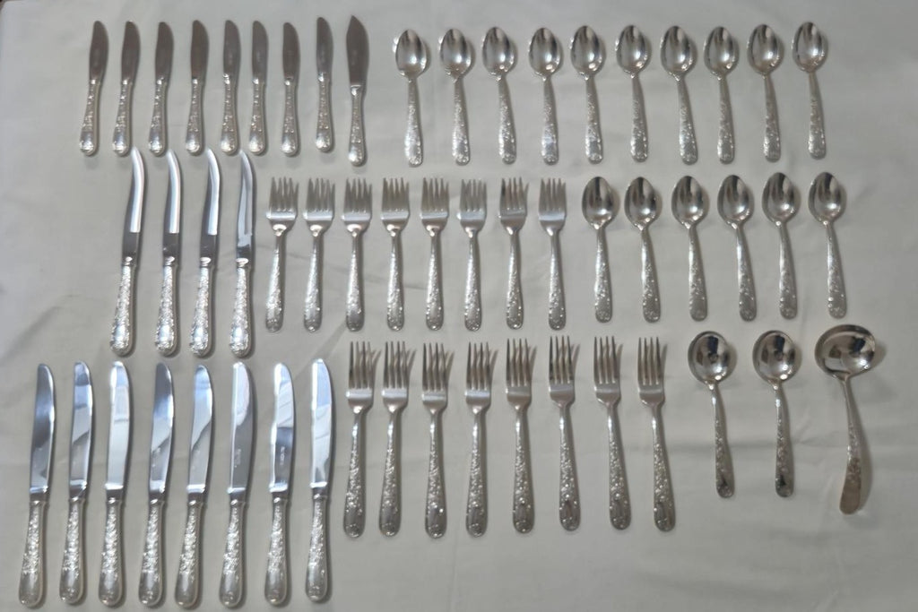S. Kirk & Son/Stieff Sterling Silver Flatware Set 56 Pieces Old Maryland Pattern