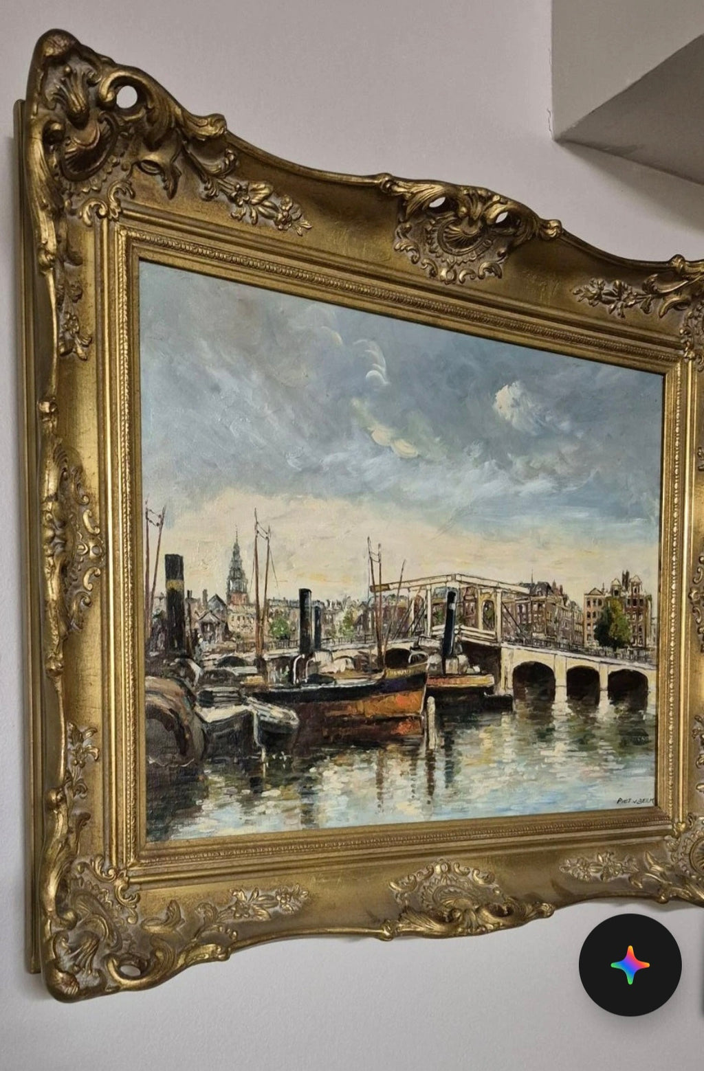 Original Piet van Beek Dutch Oil Painting Signed Beautiful Harbor