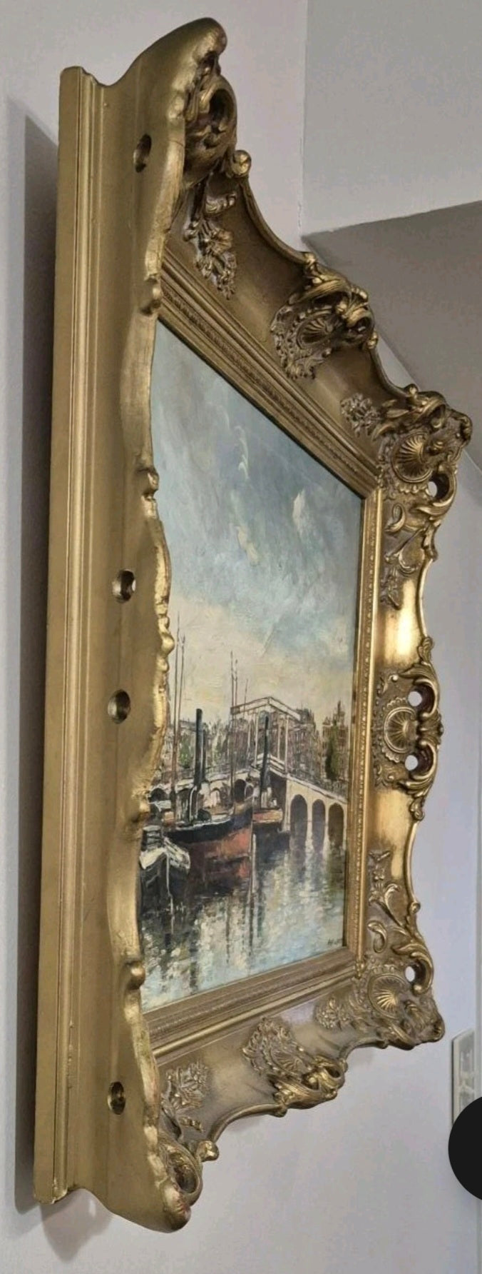 Original Piet van Beek Dutch Oil Painting Signed Beautiful Harbor