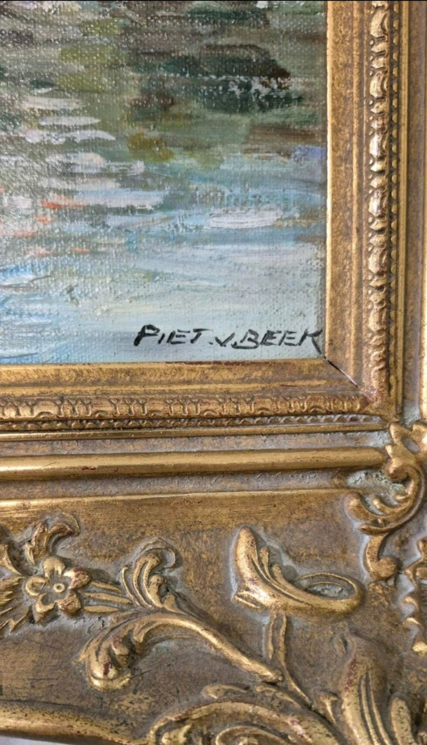 Original Piet van Beek Dutch Oil Painting Signed Beautiful Harbor