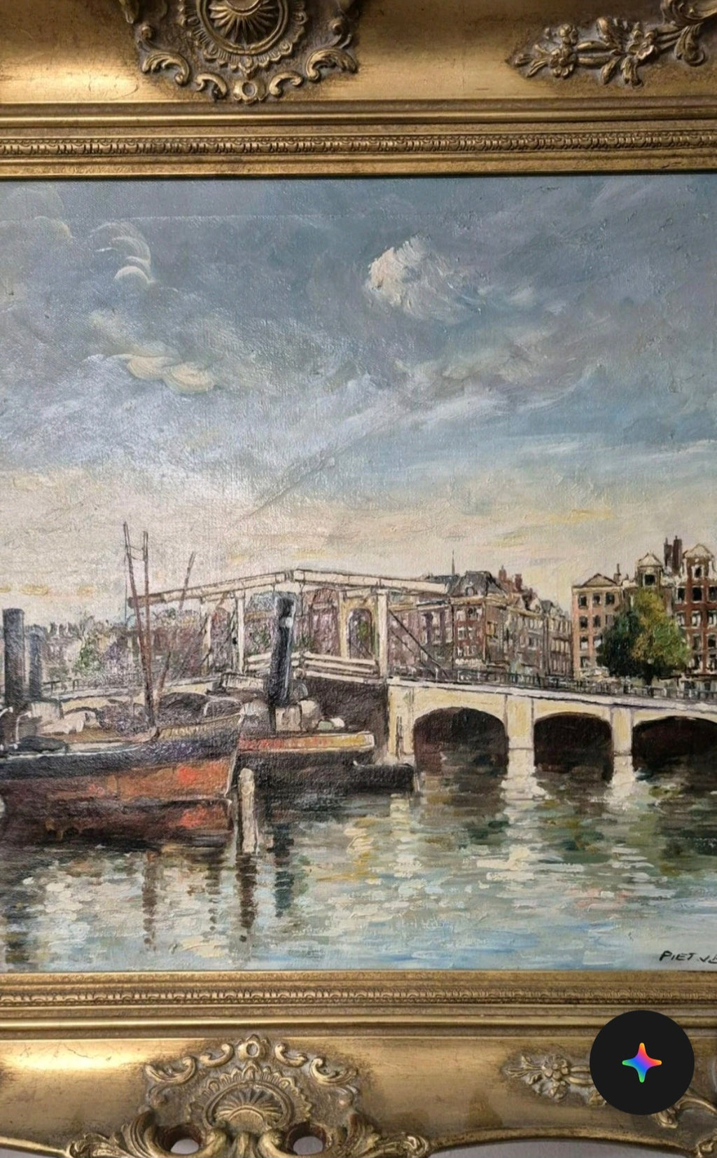 Original Piet van Beek Dutch Oil Painting Signed Beautiful Harbor
