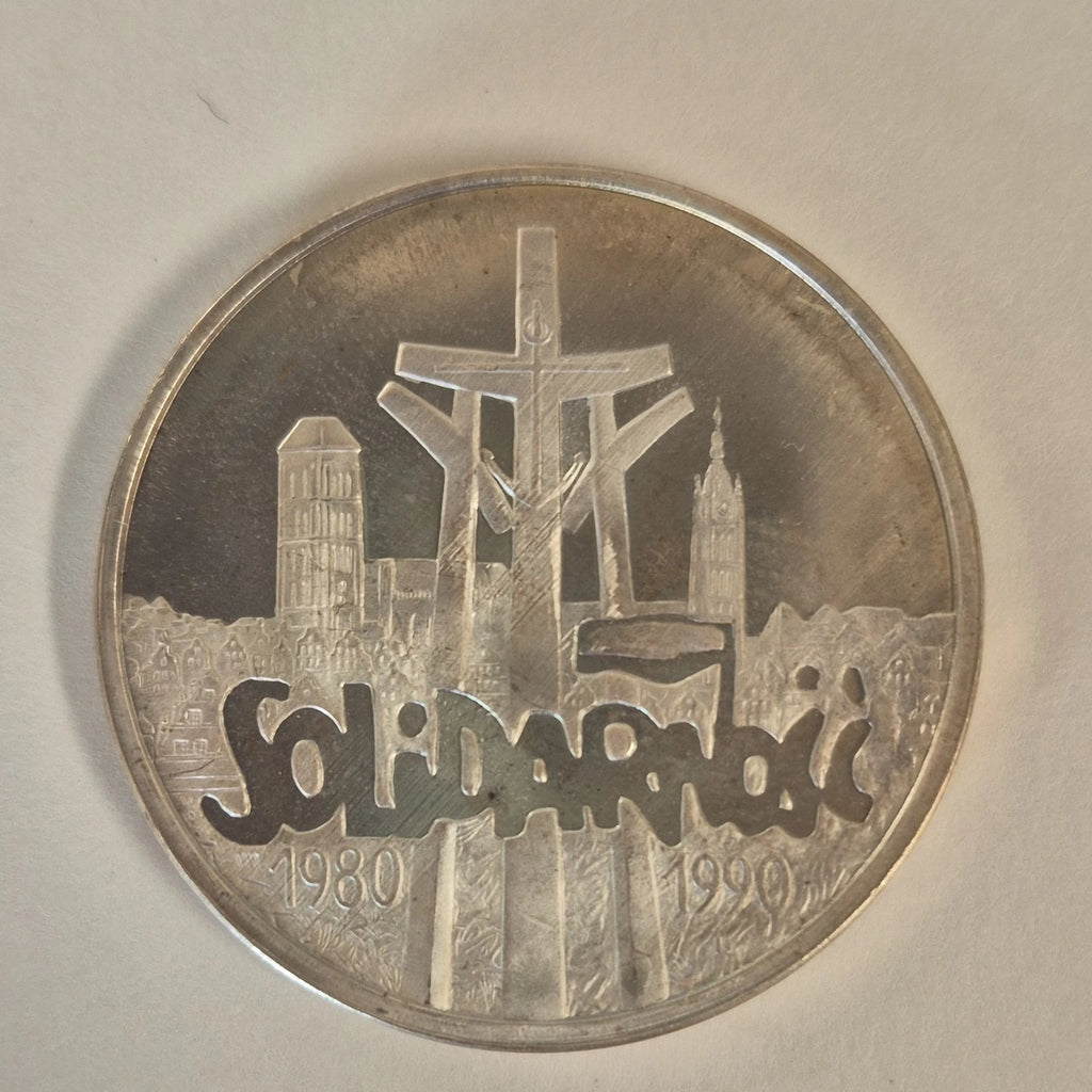Poland 100,000 Złotych 1 Troy oz .999 Fine Silver 1990 Solidarity Silver Coin