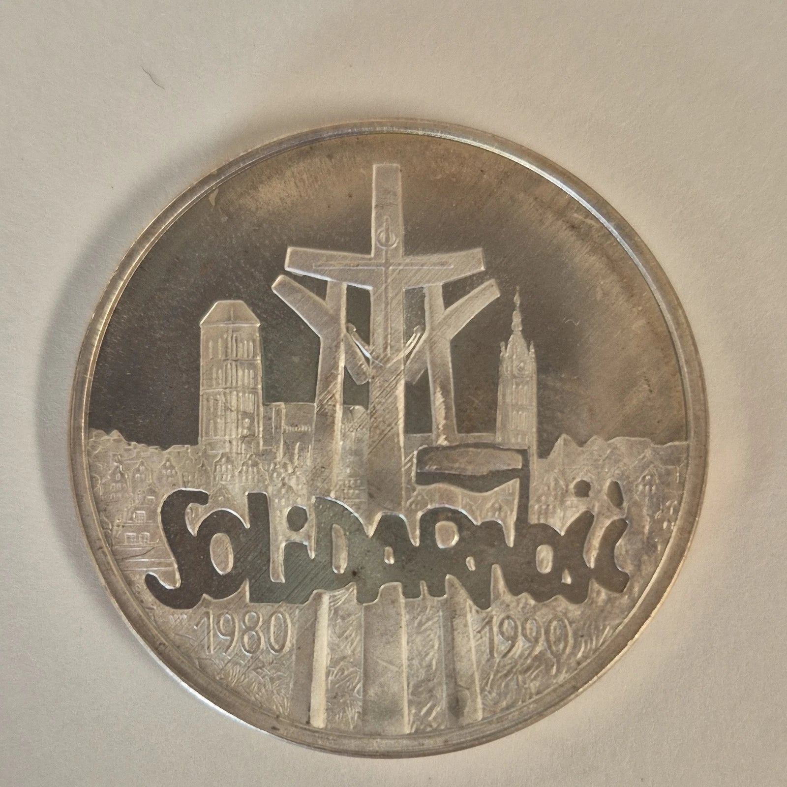 Poland 100,000 Złotych 1 Troy oz .999 Fine Silver 1990 Solidarity Silver Coin